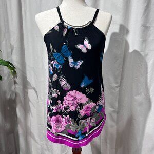 International Concepts Embellished Halter Top Tunic Tank with Metal detail, XS